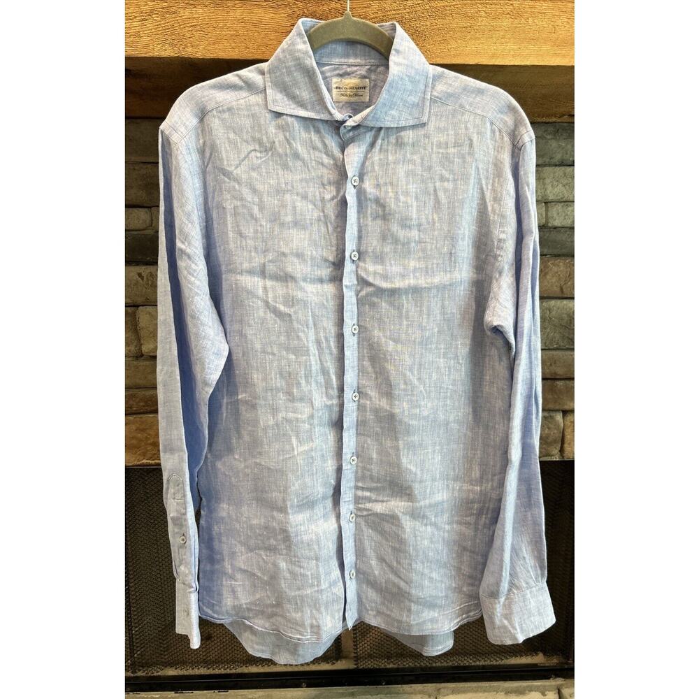 Men’s TBCo. Reserve Flax ) Long Sleeve Button Up Blue Shirt Sz 39 15 1/4 *A3
